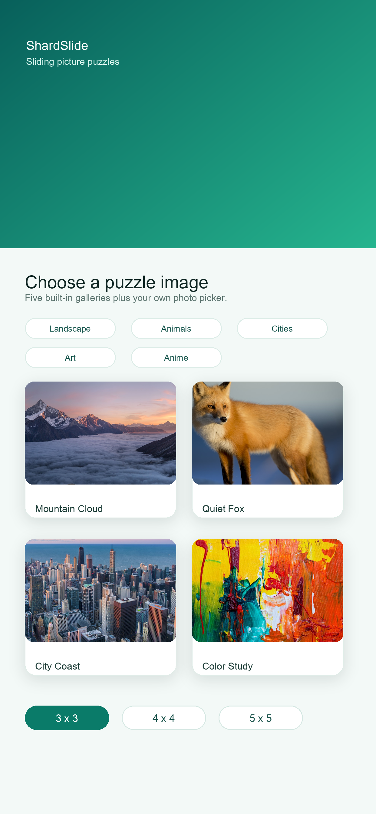 Choose image screen